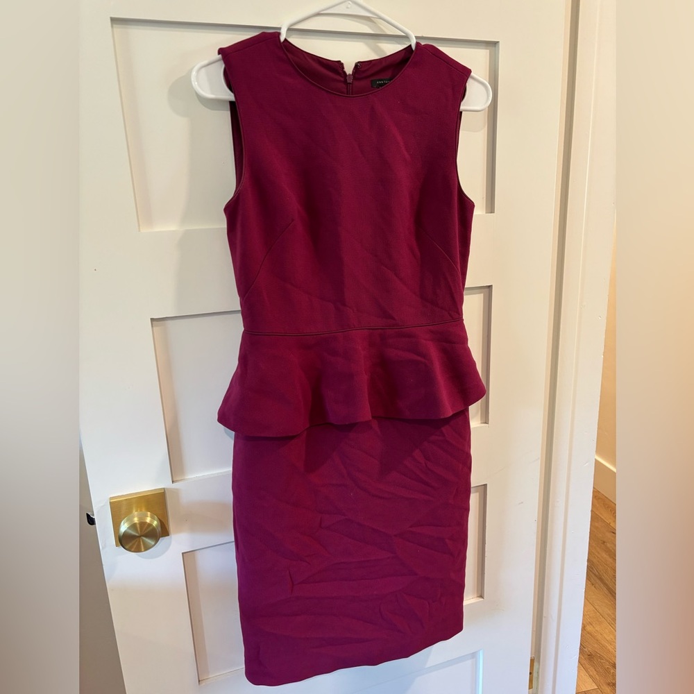 Ann Taylor wine colored peplum dress